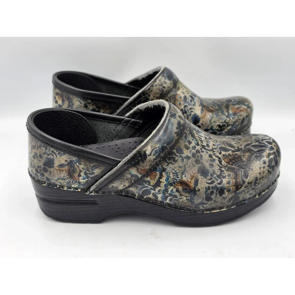Dansko Clogs Floral Paisley Butterflies Professional Shoes Women's Size 6